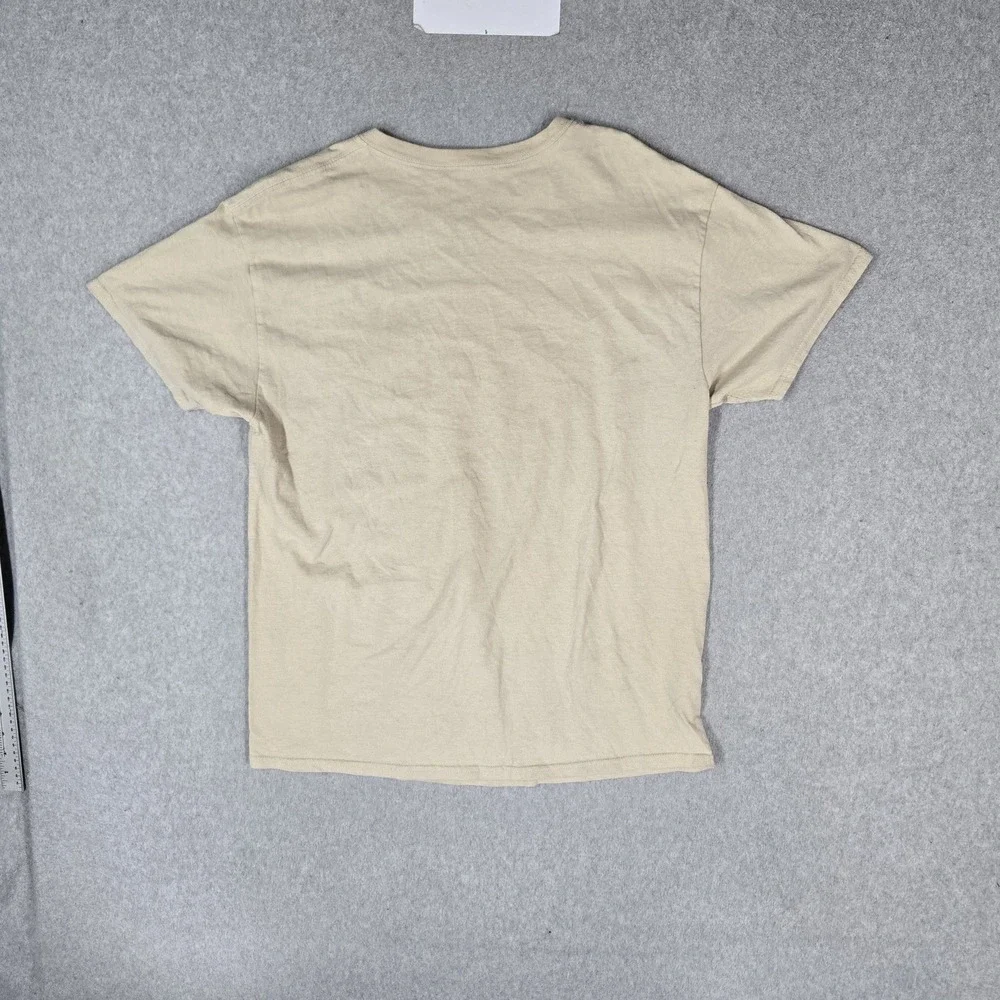 Riot Society Men Shirt L Beige Graphic Skeleton Geisha Tee Short Sleeve READ